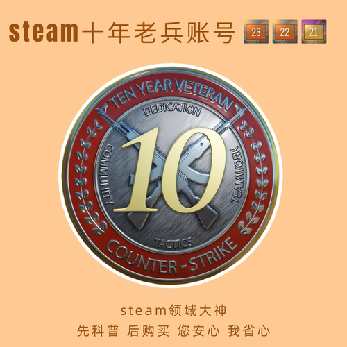 cs2十年老兵硬币steam老账号10年5年账户十五年1819年csgo胸章号
