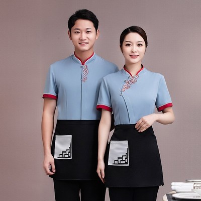 酒店服务员工作服短袖女中式餐厅火锅饭店餐饮宴会厅茶楼前厅夏装