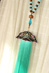 窄众驾驭双面手绣真丝粗流苏超长居家挂饰/走秀橱窗款夸张长项链B