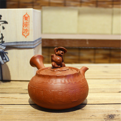 日本急须常滑烧老朱泥手捏急须