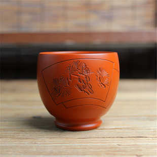 日本常滑烧45年前 胜石久田胜美作 老朱泥松针普洱白茶主人杯茶杯