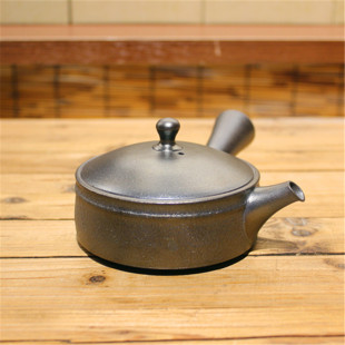 日本常滑烧秋景陶苑 加藤一房南蛮烧肌理玉露横手侧把泡茶急须壶