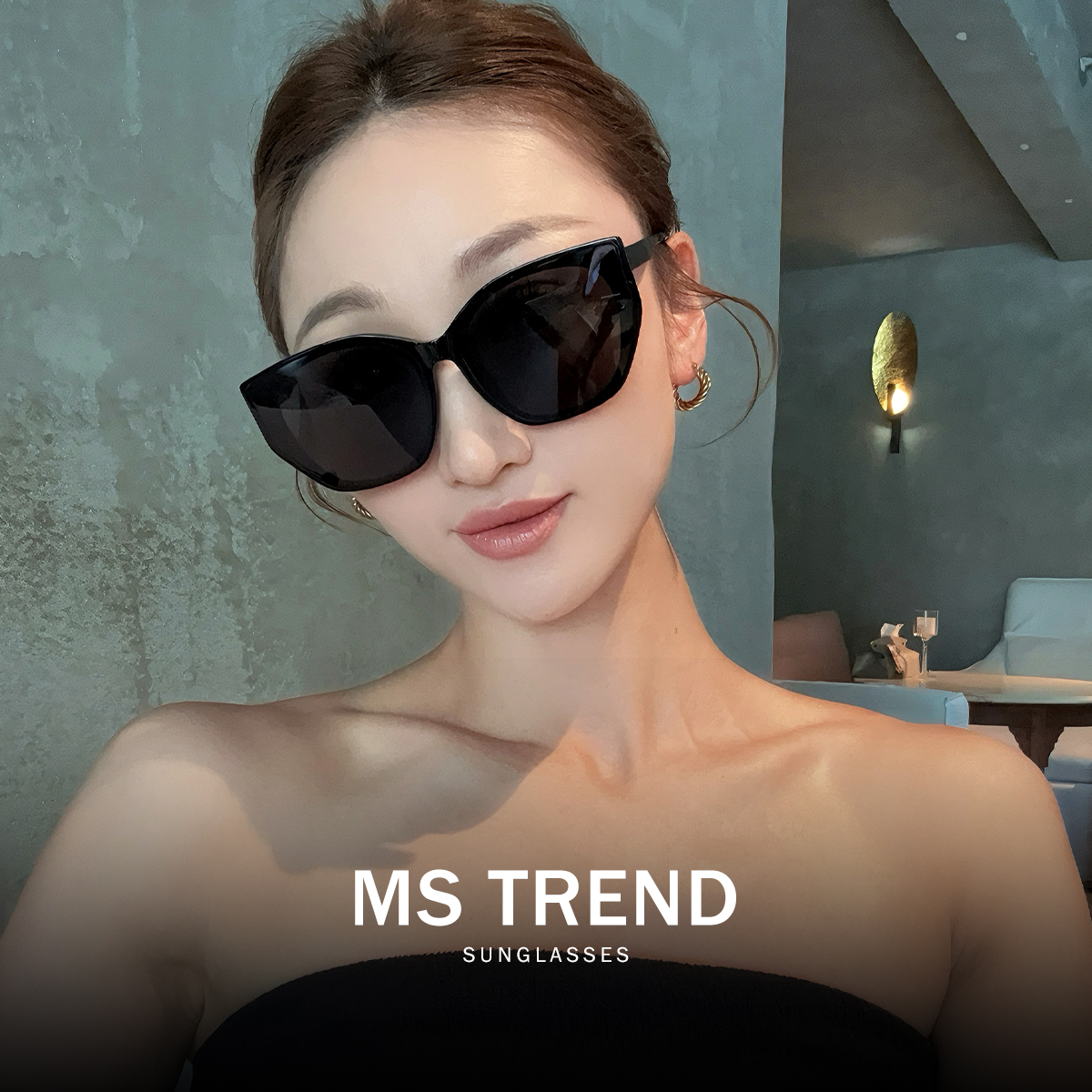 曼丝MS猫眼偏光墨镜女适合方圆脸2025新款防紫外线显瘦高级太阳
