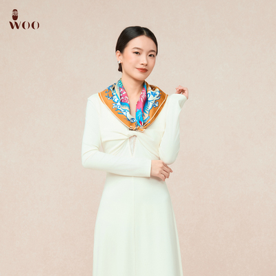 嫵Woo【限时折扣】马上有钱真丝印花小方巾本命年送礼围巾丝巾