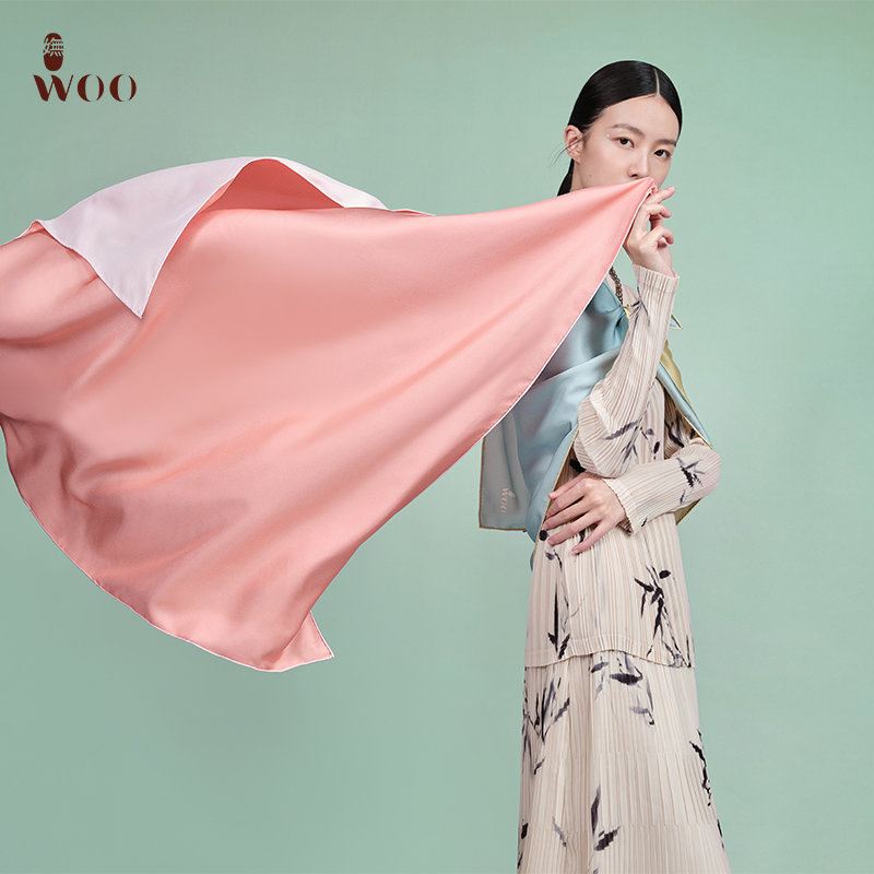 嫵WOO【618限时折扣】素简春夏桑蚕丝方巾披肩纯色丝巾送礼百搭