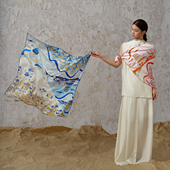 桑蚕丝真丝春夏方巾女中国风印花时尚 嫵WOO 一鹿生花 搭配丝巾