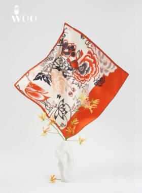 嫵WOO 【礼赠推荐】花悦真丝印花丝巾大方巾薄款围巾商场同款