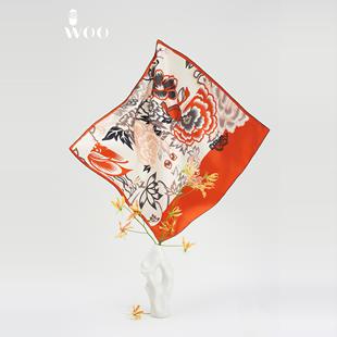 围巾商场同款 花悦真丝印花丝巾大方巾薄款 礼赠推荐 嫵WOO
