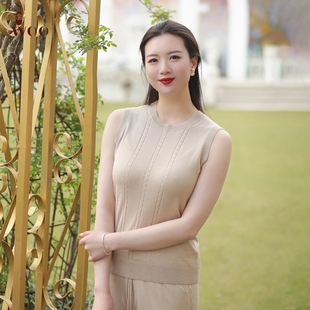 纯色百搭简约打底内搭 圆领套头衫 嫵WOO 静语针织背心真丝羊绒无袖