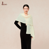 嫵WOO 礼赠推荐 羊绒针织珍珠披肩围巾两用型女士高级感穿搭