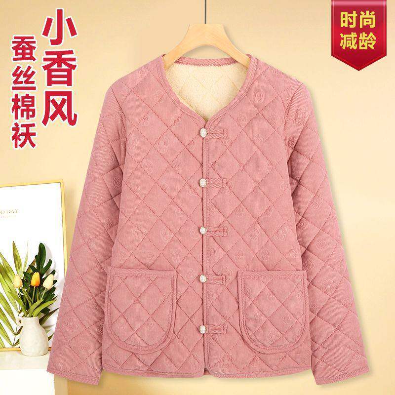 中老年女士棉袄新款中年妈妈加绒加厚棉衣外套棉服冬女装棉袄内胆