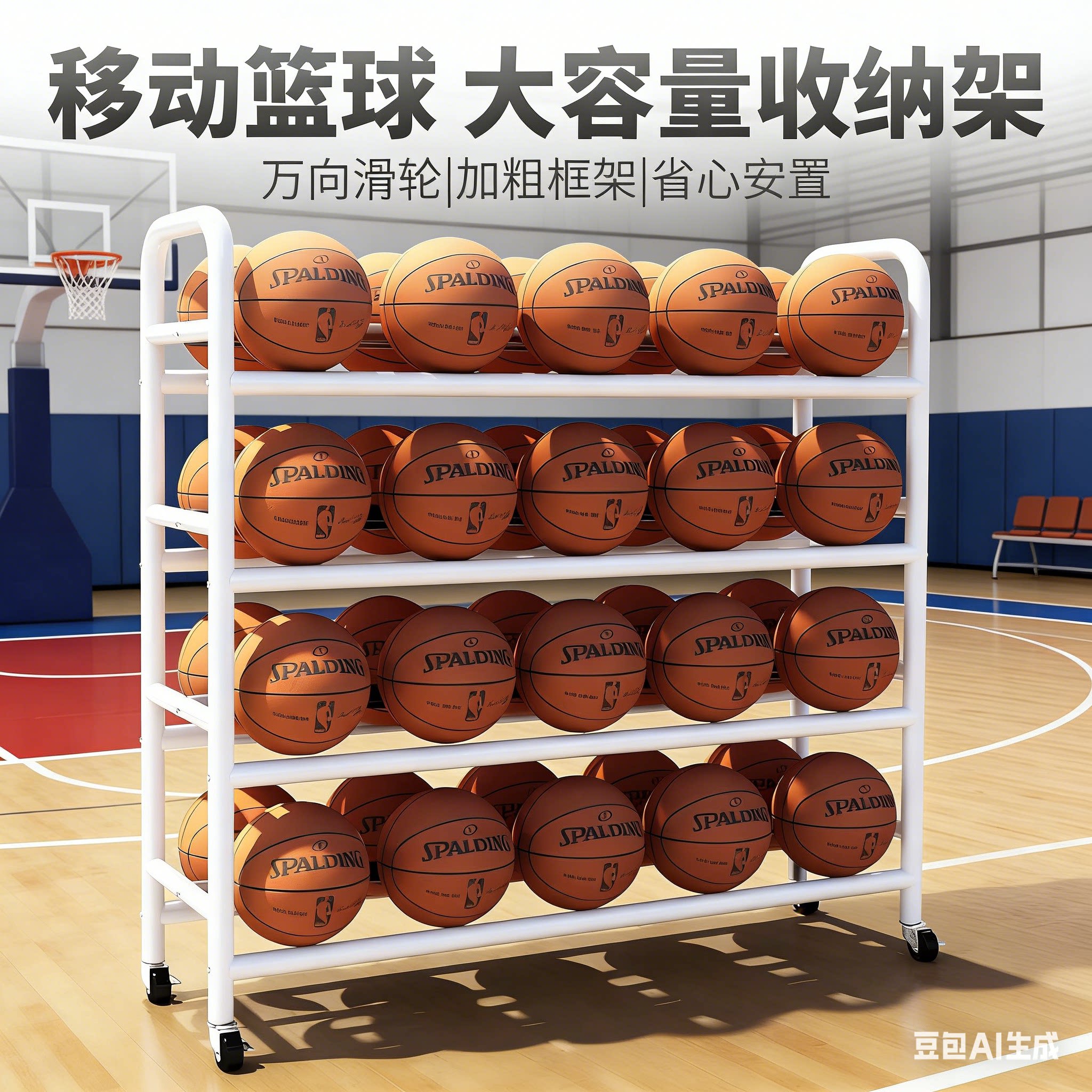 篮球收纳架学校幼儿园移动教室体育馆收纳架足球排球类置物架户外