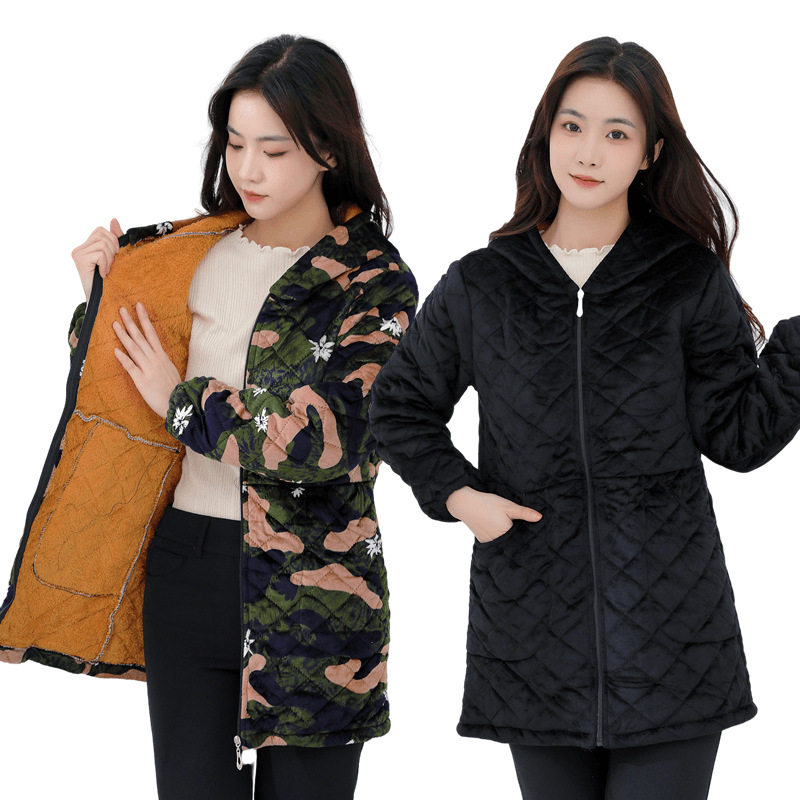 可外穿洋气罩衣女新款冬加绒加厚工作服大码保暖四川省服家居棉服