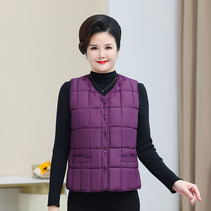 中老年女士马甲女装2026年新款冬装短款羽绒棉衣背心妈妈坎肩马夹