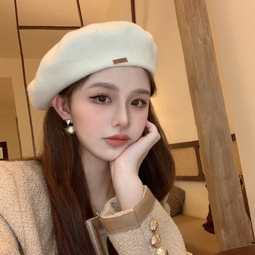 毛呢贝雷帽百搭女冬季
