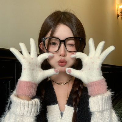 手套女冬季冬天可爱女生毛绒加厚学生可触屏女士骑车防寒保暖骑行