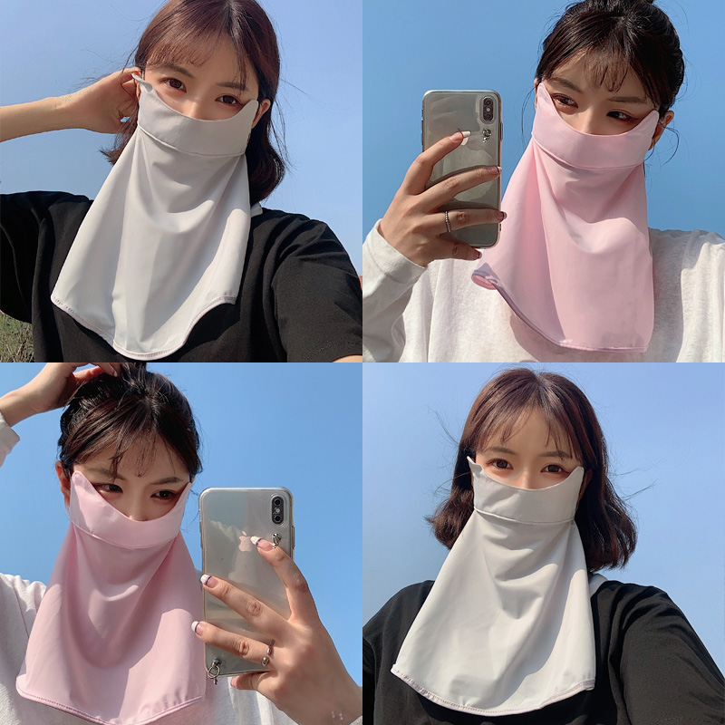 雪纺夏薄款挂耳围脖套护防晒面纱