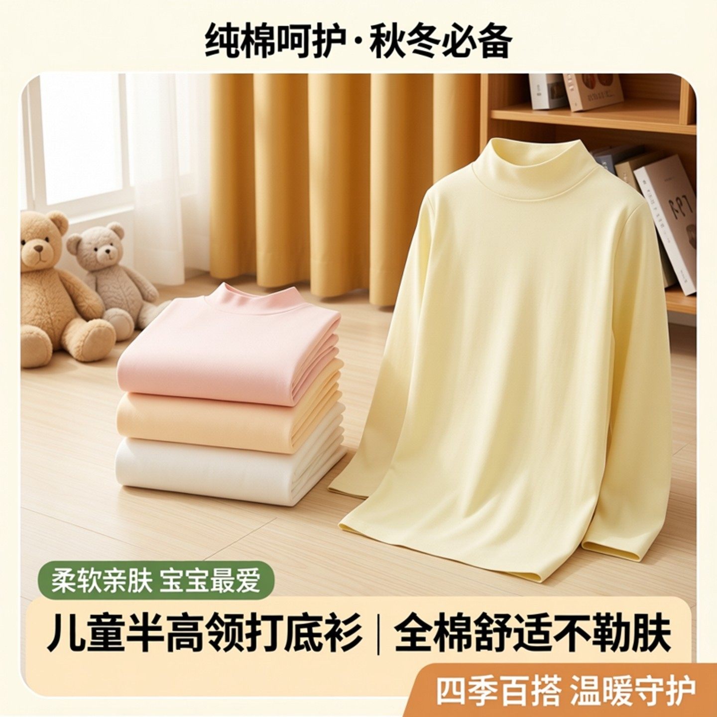 儿童打底衫男童女童纯棉上衣秋冬外穿内搭t恤长袖加厚宝宝秋衣