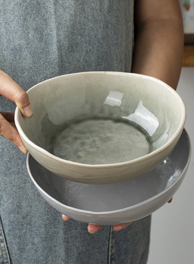 【元宝碗 大尺寸】创意陶瓷手工碗8.5寸汤碗家用泡面沙拉碗微瑕疵