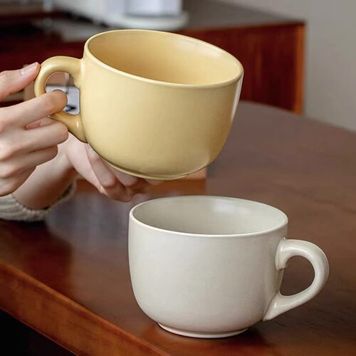 巷子〖特大号燕麦杯〗825ml陶瓷早餐杯简约纯色马克杯大号杯 微瑕