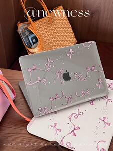 newness原创设计粉色蝴蝶结亚克力MacBookproair保护壳保护套轻薄防磕碰pc材质M1M2新款