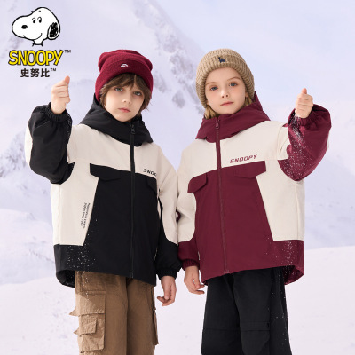史努比儿童加厚冲锋衣羽绒服两件