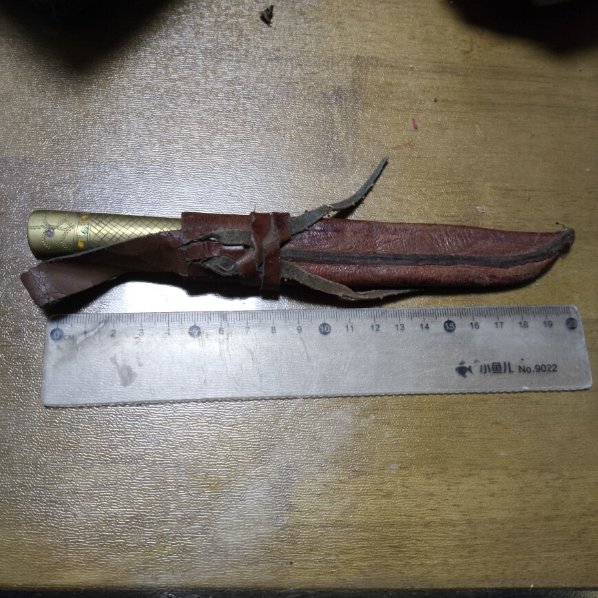老刀 手工刀铜把老剃肉刀老刀具老手工刀英吉刀原装刀鞘美品