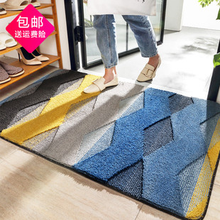 现代几何图形进门地垫门口脚垫 彩色波浪纹入户门垫地毯防滑垫子