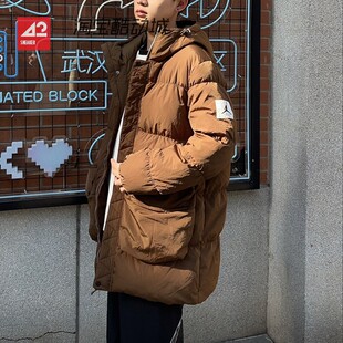 42运动家 Jordan 男女保暖休闲连帽中长款羽绒服外套 DQ7347-385