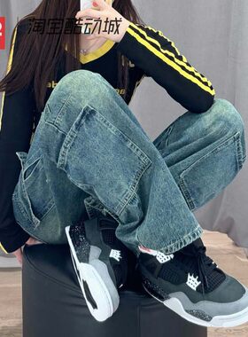 42运动家 Air Jordan 4 Retro AJ4恐惧 黑白篮球鞋 FQ8213-002