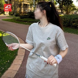 T恤 纯色圆领纯棉短袖 男女同款 灰色 050 42运动家 FN3698 Nike