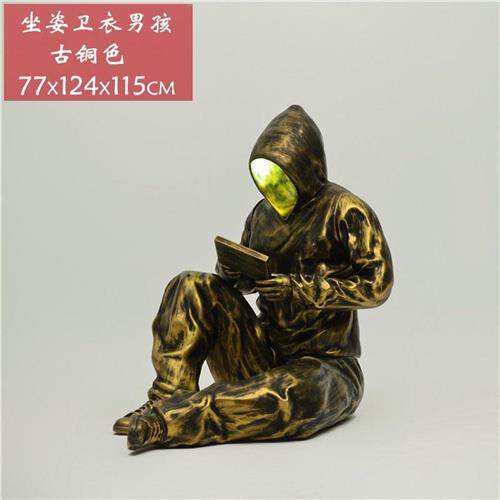 无脸卫衣男孩雕塑商场酒吧KTV售楼部网红打卡美陈装饰落地大摆件