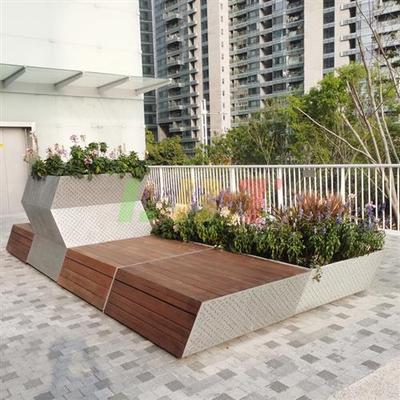 深圳市天桥户外座椅公共场所连坐凳休息钢木创意休闲椅定制