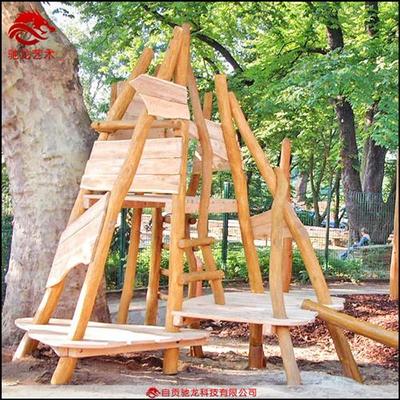 无动力木质游乐设备户外游艺滑梯攀爬架定制大型原木露营沙坑游乐