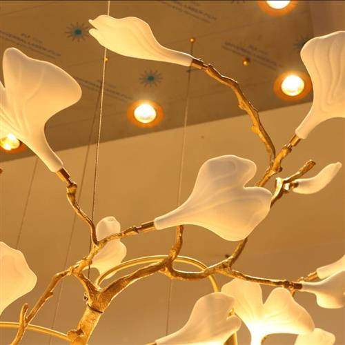 轻奢客厅吊灯别墅复式楼设计师服装店酒店大堂餐厅吧台银杏叶吊灯,家装灯饰光源,客厅吊灯,淘宝优惠券,粉丝福利购,淘宝优惠卷