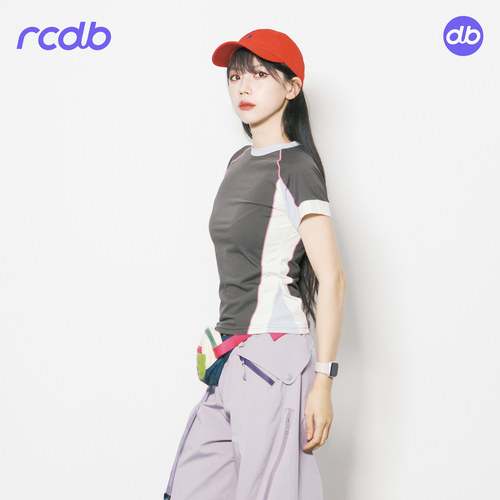 RCDB户外撞色拼接速干短袖T恤女