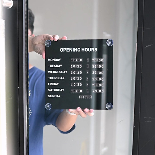 营业时间告示牌可更换可修改创意吸盘玻璃贴店铺玻璃门营业提示牌