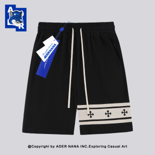 男休闲短裤 前沿潮牌ADER NANA高端潮流十字架刺绣宽松五分裤
