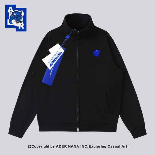 ADER NANA美式风黑色立领拉链开衫卫衣男女宽松重磅