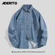 韩国ADER 翻领复古衬衣潮牌 男女宽松长袖 NANA美式 休闲风牛仔衬衫