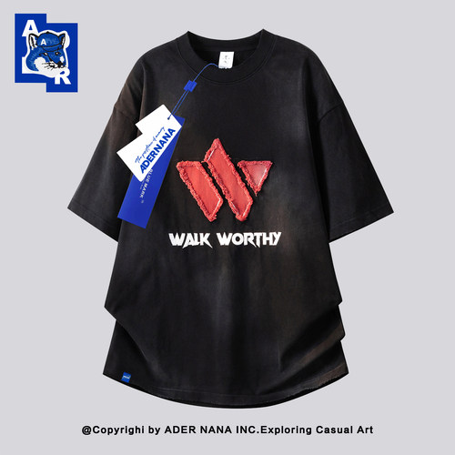 ADERNANA重磅纯棉宽松字母T恤