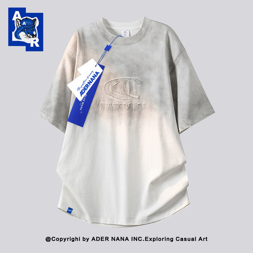 ADERNANA做旧刺绣纯棉短袖T恤