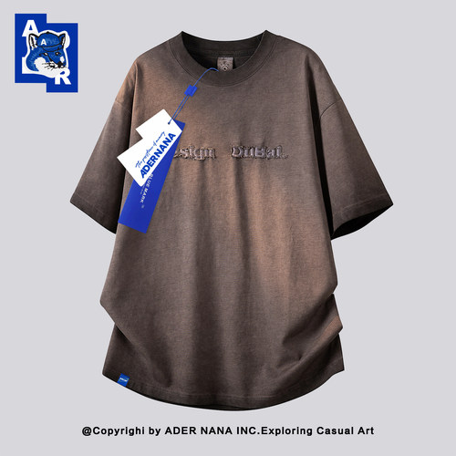 ADERNANA美式字母刺绣短袖T恤