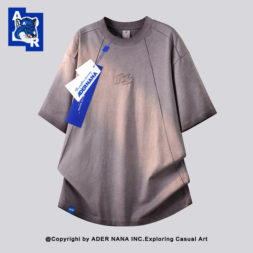 ADERNANA纯棉字母刺绣短袖T恤