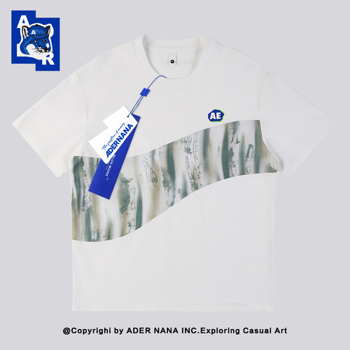 ADERNANA宽松印花棉质短袖T恤