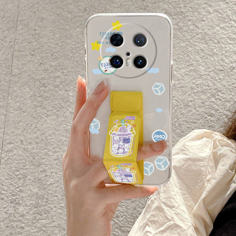 适用于华为mate80ProMax手机壳透明款70Pro+/60可爱mate80奶茶70新款背贴磁吸腕带50/40全包兔子桌面支撑软壳