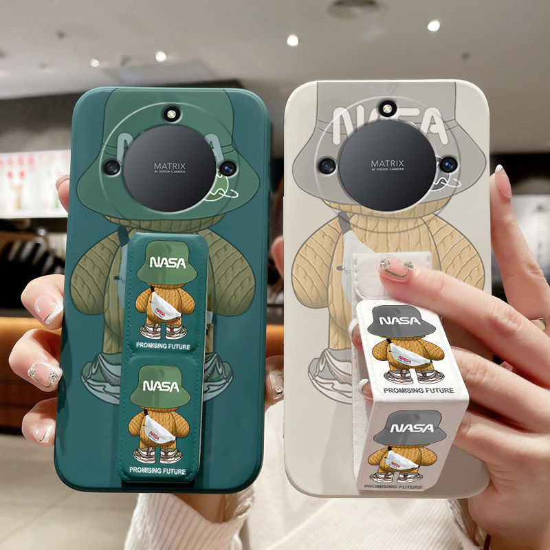 适用于荣耀X70i手机壳X60GT防摔荣耀Power男女款荣耀GTPro荣耀X50车载磁吸支架V40/30折叠腕带个性潮牌背包熊