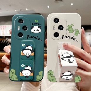 90Pro荣耀80GT竹子熊猫6050硅胶全包软壳 100 折叠腕带适用于荣耀500Pro手机壳400男女款 300防摔支架荣耀200