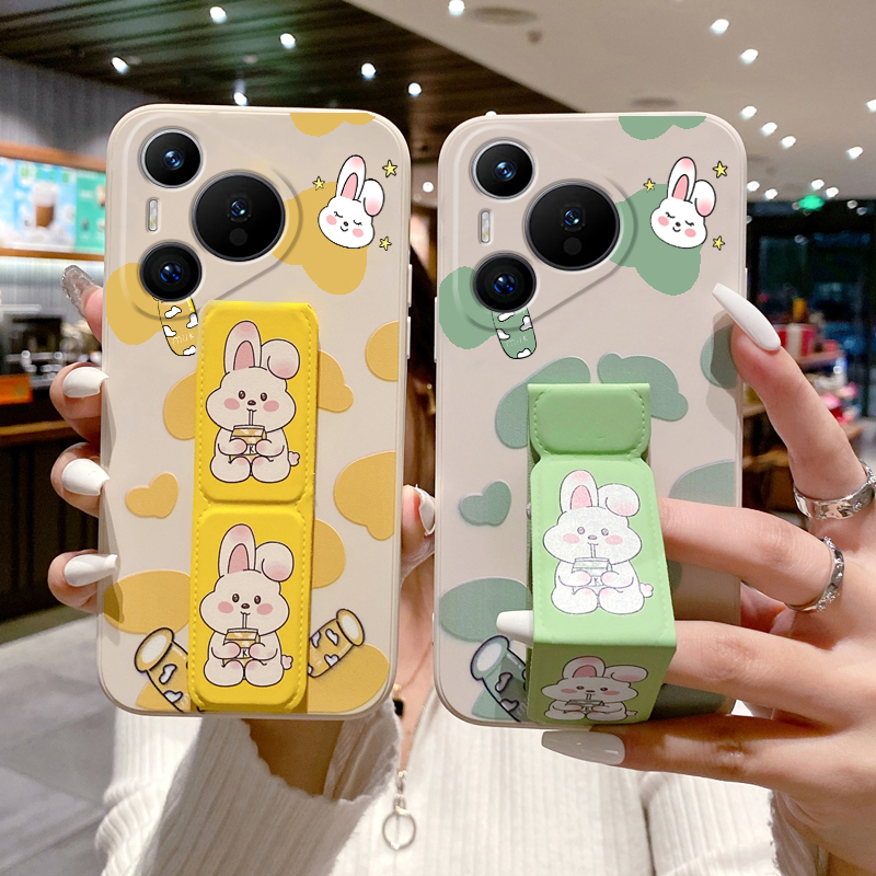 适用华为Pura80Ultra手机壳Pura70Pro+磁吸支架畅享80可横竖屏桌面70x立体支架P60/50小白兔折叠腕带硅胶软壳