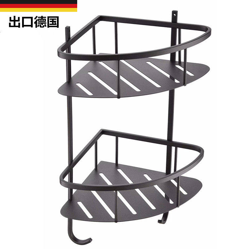 出口德国黑色卫浴置物架卫生间沐浴露架双层三角置物架浴室转角架